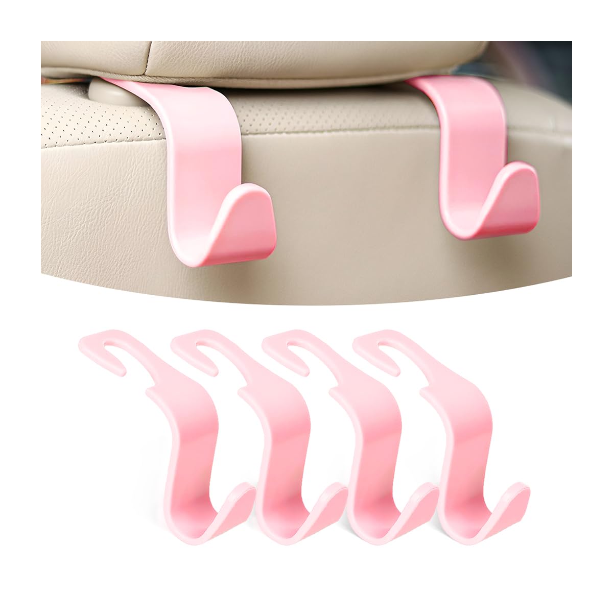 Osilly 4 Pack 360-Degree Rotating Headrest Hooks, Black
