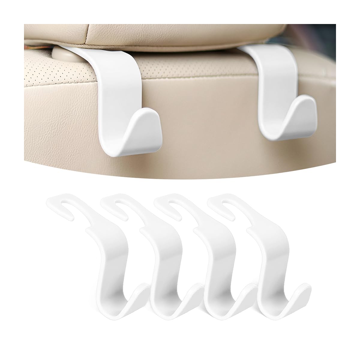 Osilly 4 Pack 360-Degree Rotating Headrest Hooks, Black