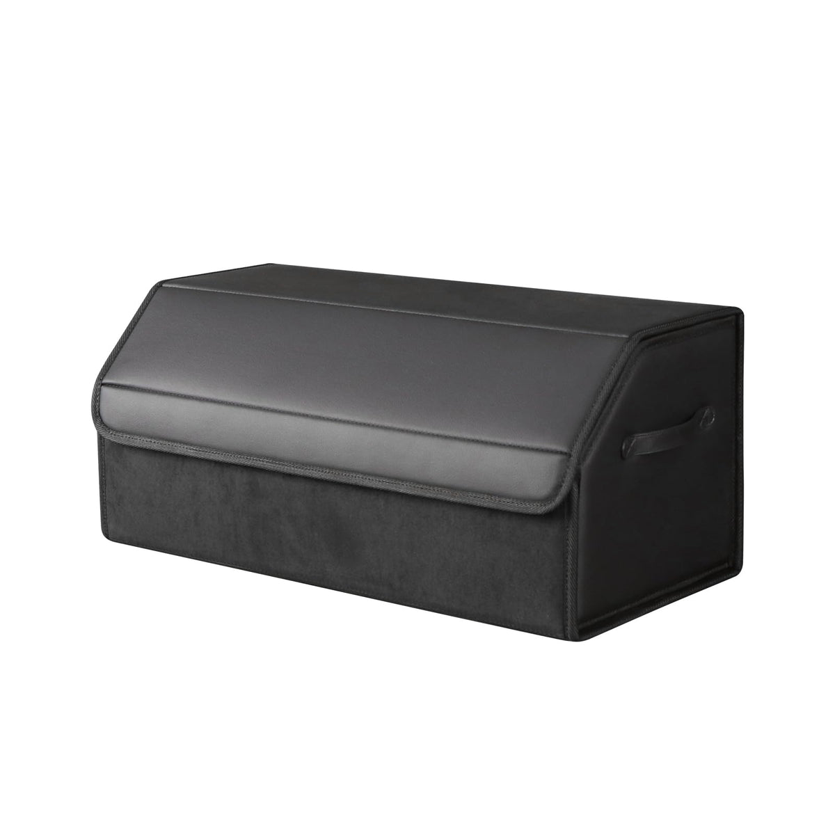 car organizers and storage for SUV,trunk organizer for sedan, leather foldable sleek box with lid,collapsible cargo bins, tool accessories containers,Collapsible Suede velvet (22 inch Covered)
