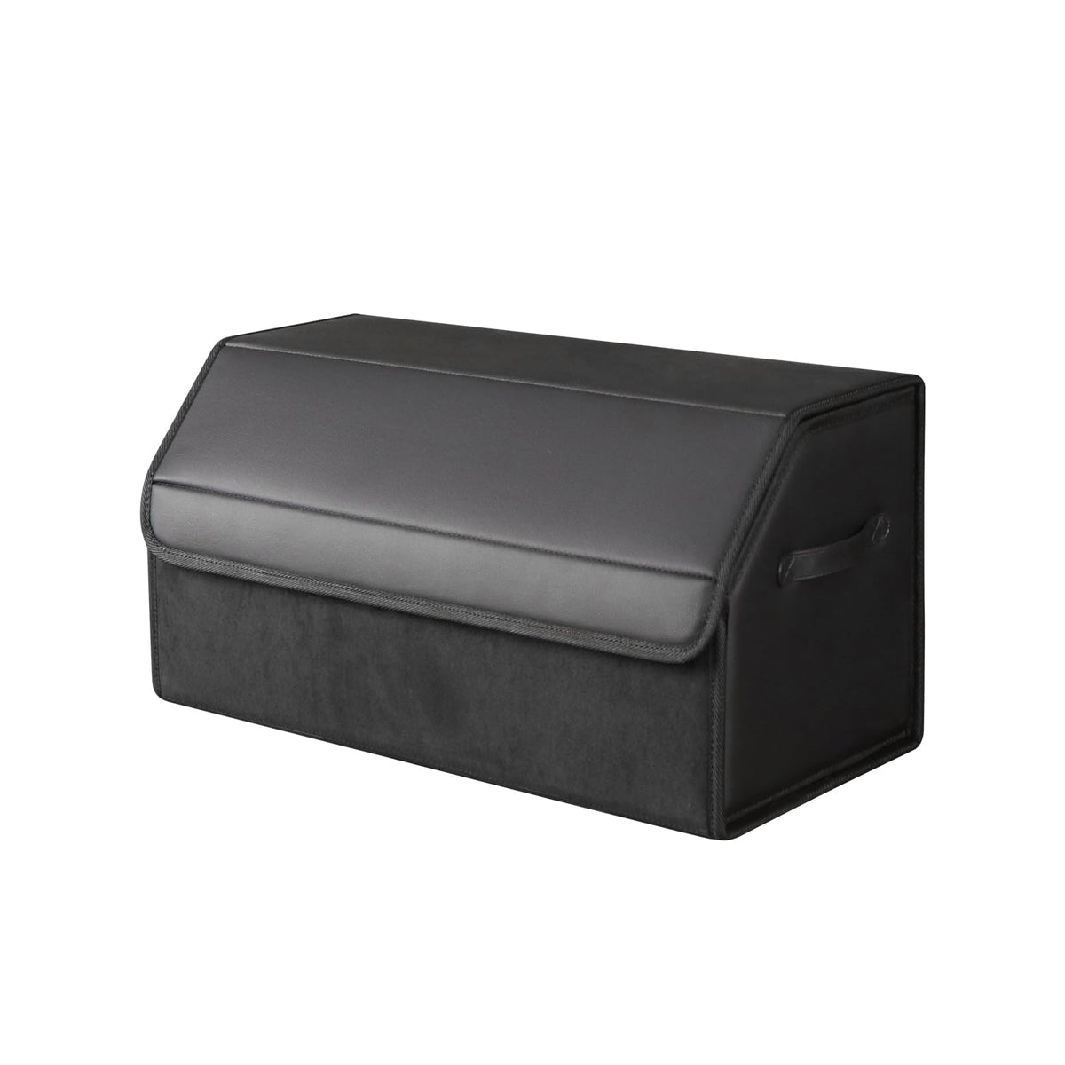 car organizers and storage for SUV,trunk organizer for sedan, leather foldable sleek box with lid,collapsible cargo bins, tool accessories containers,Collapsible Suede velvet (22 inch Covered)