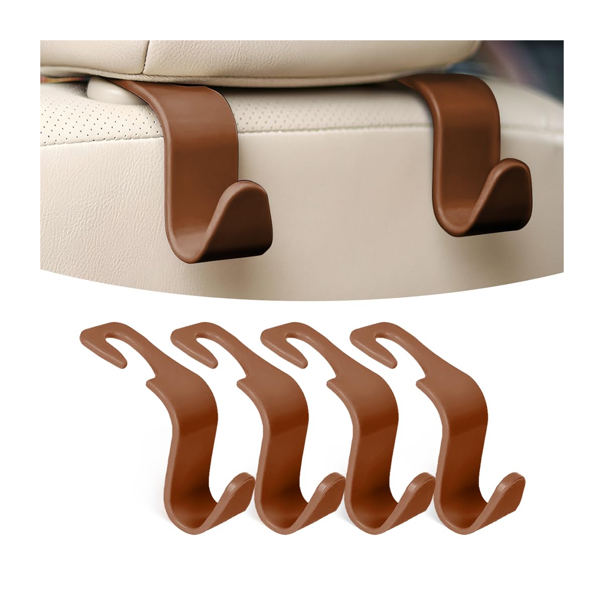 Osilly 4 Pack 360-Degree Rotating Headrest Hooks, Black