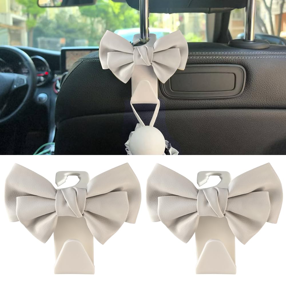 2-Pack Car Seat Headrest Hooks, Handbag Hangers, Black silk