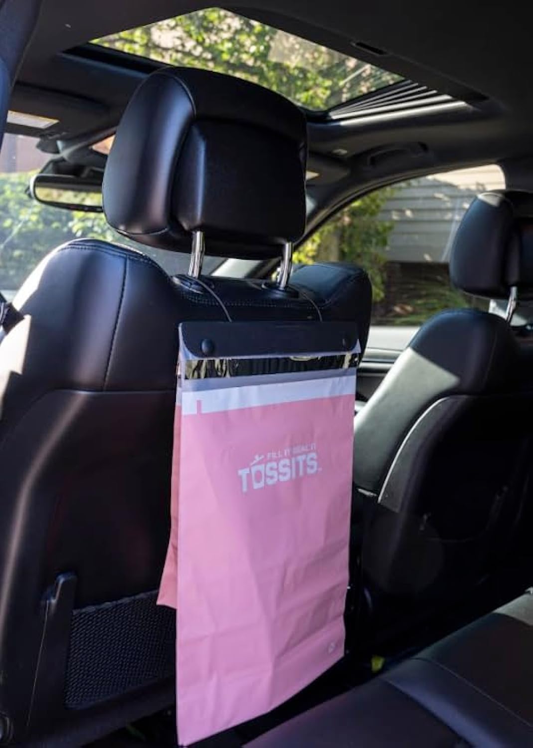 Tossits Hanging Car Trash & Garbage Bags, Disposable, Gray 7 Count