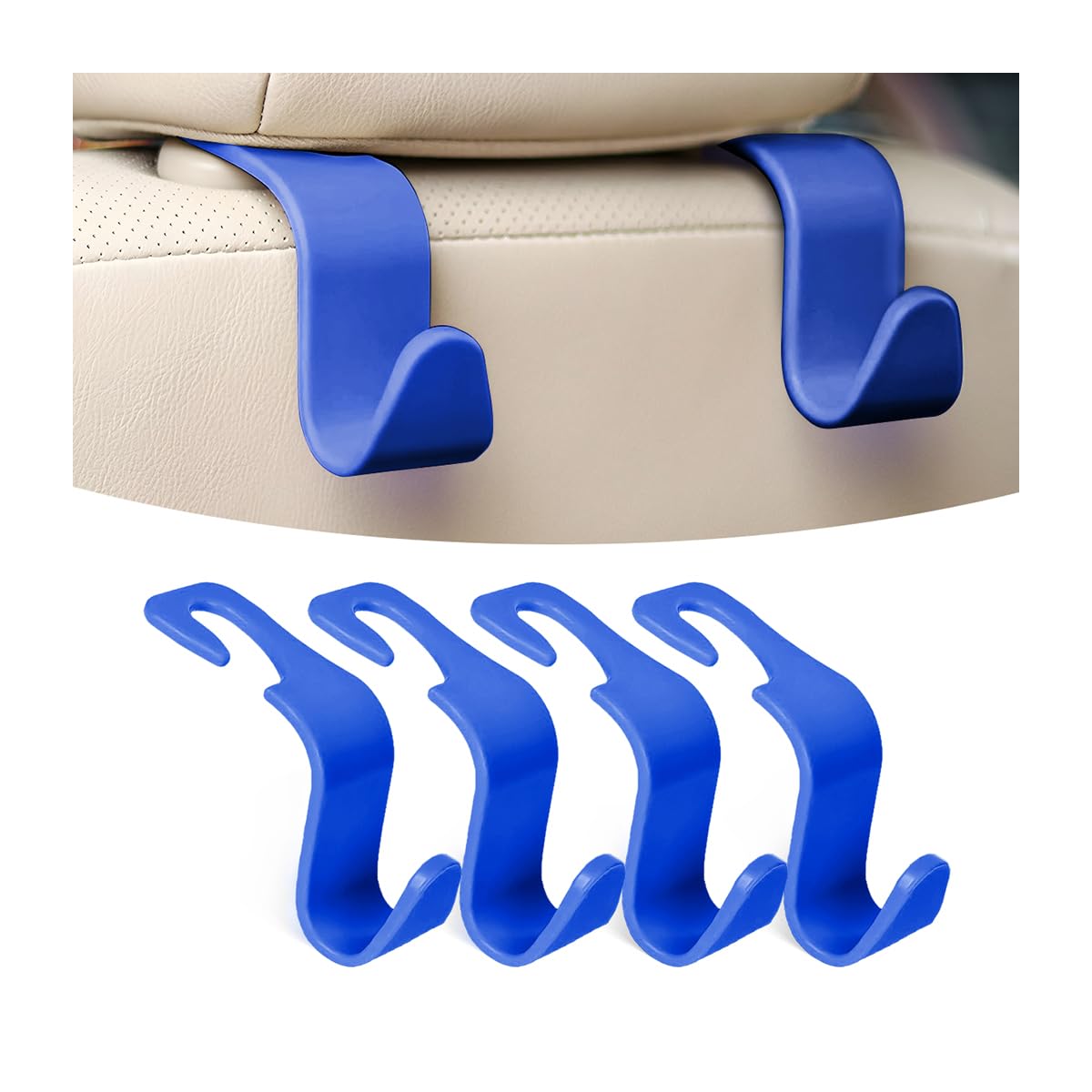 Osilly 4 Pack 360-Degree Rotating Headrest Hooks, Black