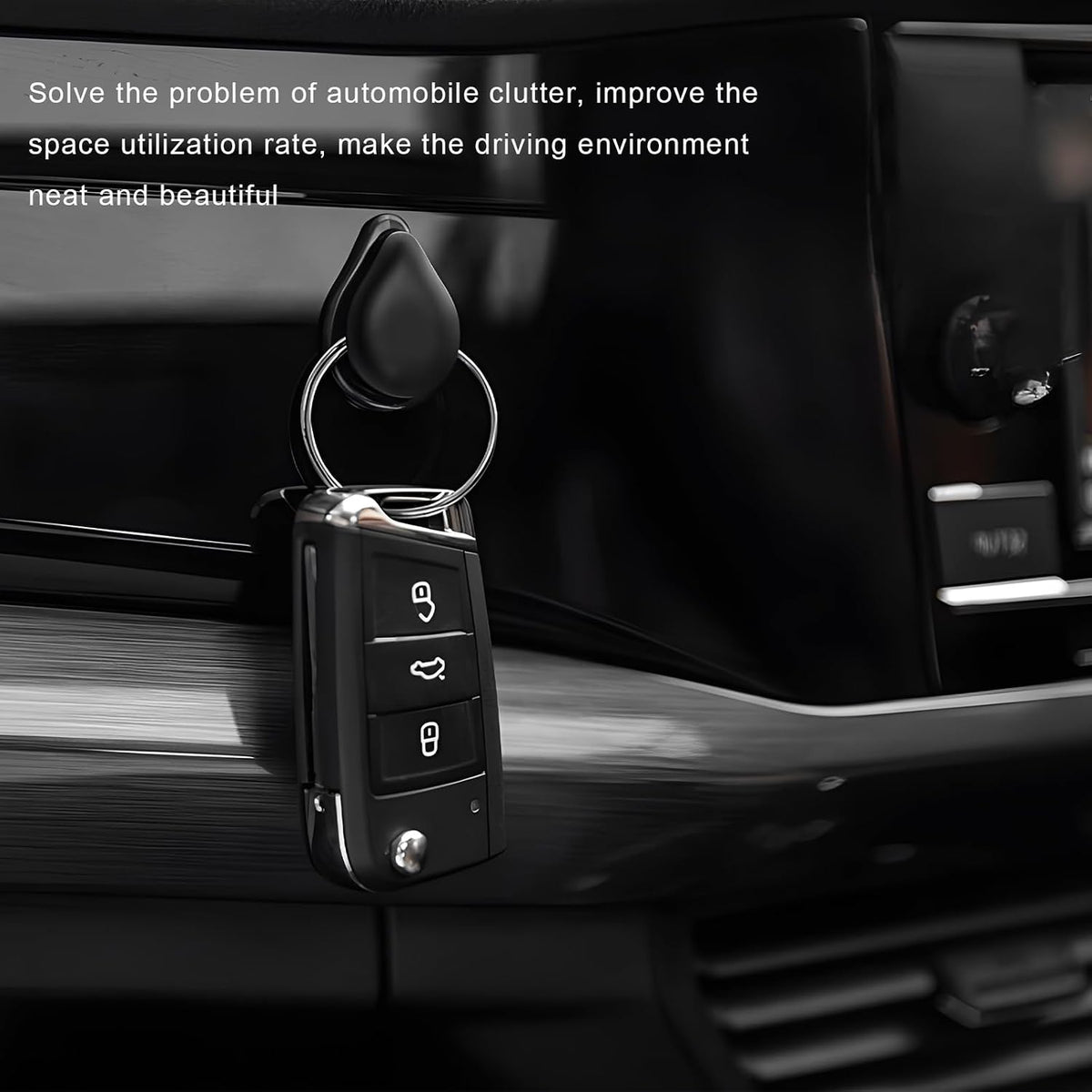 4PCS Car Mini Hooks, Self-Adhesive Backseat Hanger Multifunctional Vehicle Hanging Holder, Dashboard Storage Hook Interior Hanging Organizer for Key USB Cable Earphone (Black)