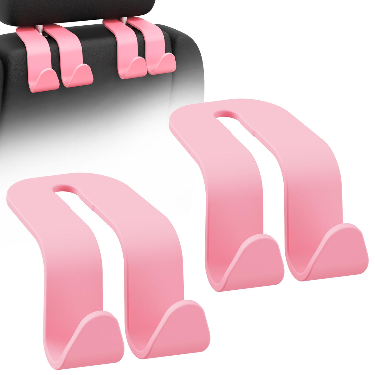 Amooca Car Headrest Hooks Heavy Duty Purse Hanger for Handbags 2 Pack