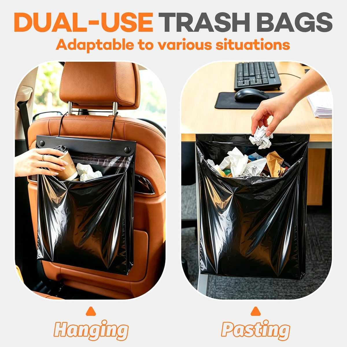 40 Count Hanging Car Trash Bags, Disposable Leak-proof Garbage Can for Car