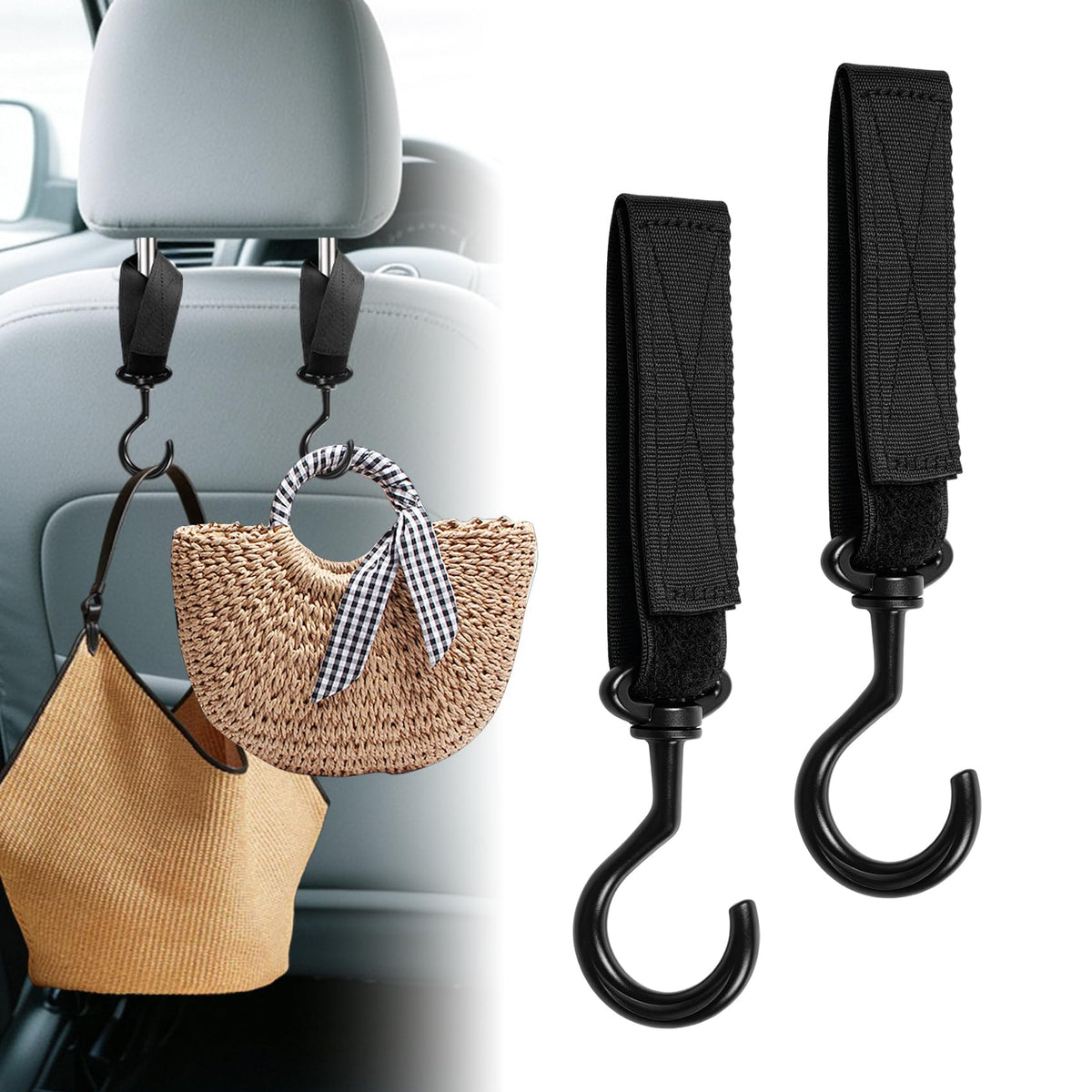 Car Seat Headrest Hook, Car Seat Back Storage Hanger Organizer, 4PCS