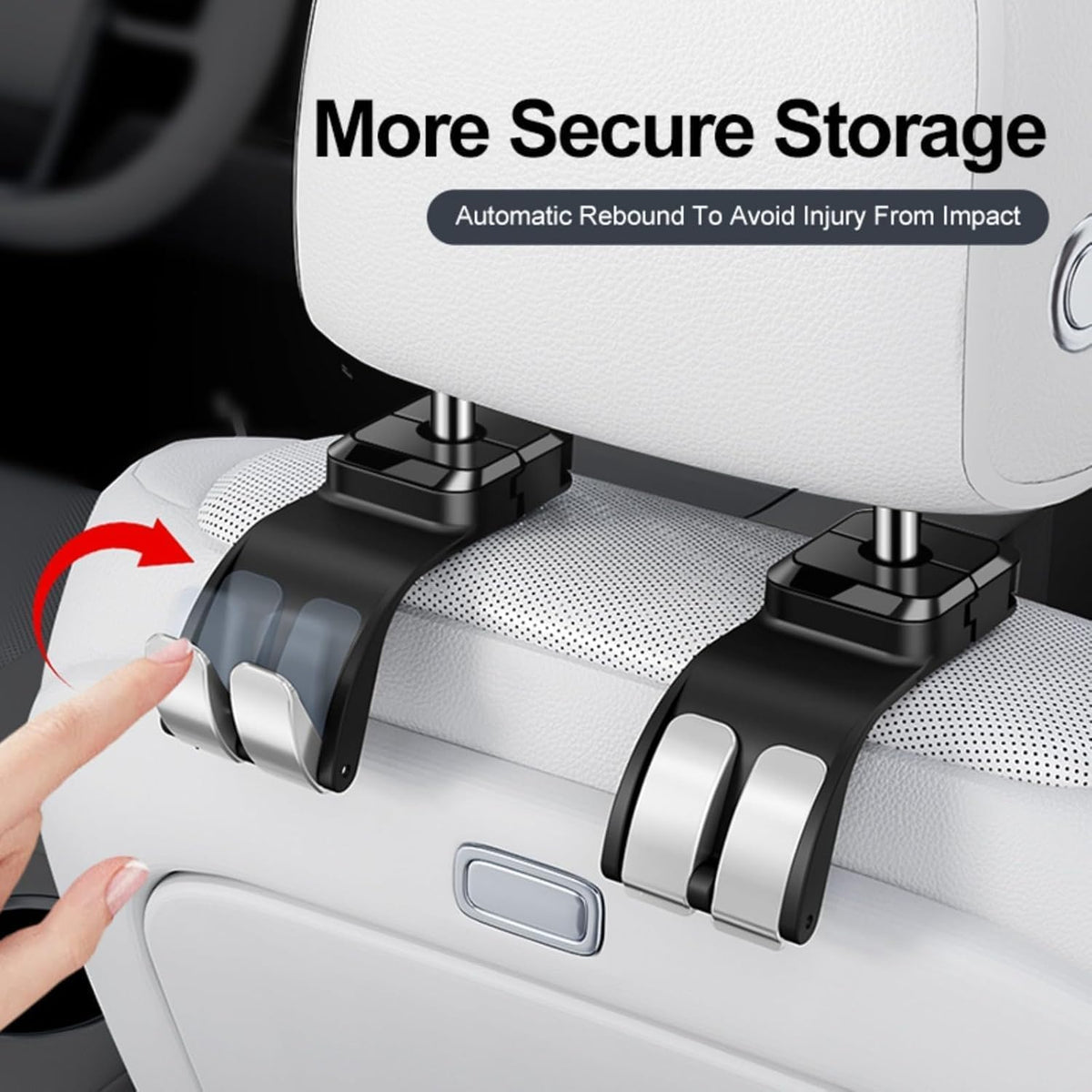 Car Headrest Hooks, 55 lb Load Capacity, Seat Storage Organizer for Bags