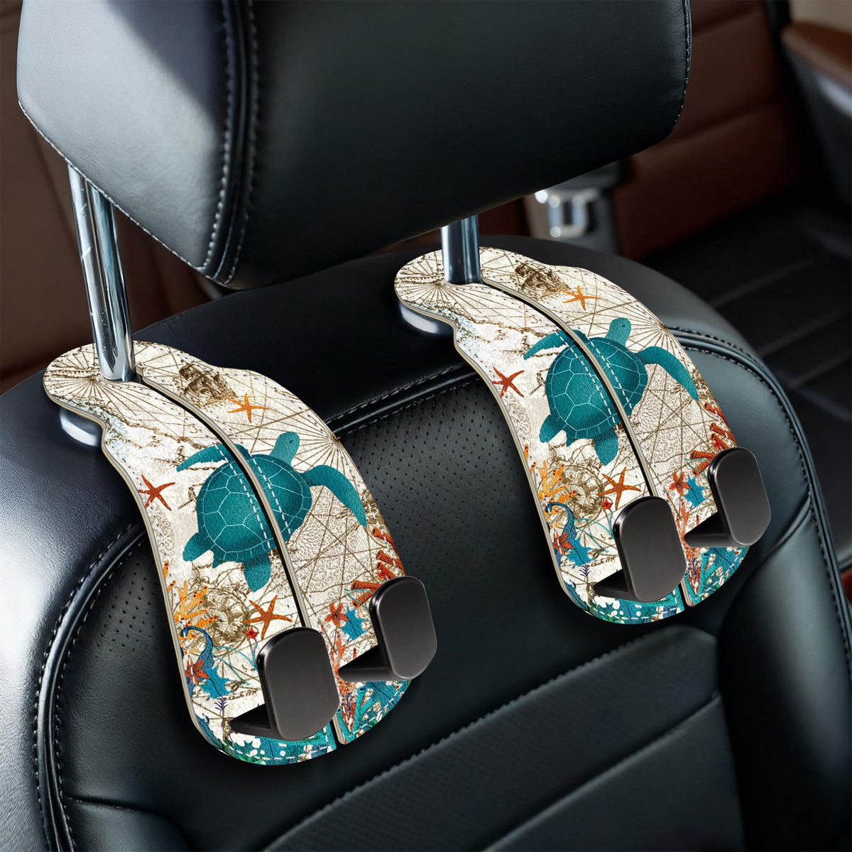 Blusabaca 2PCS Car Seat Headrest Hooks, Purses Bags Holder, Black