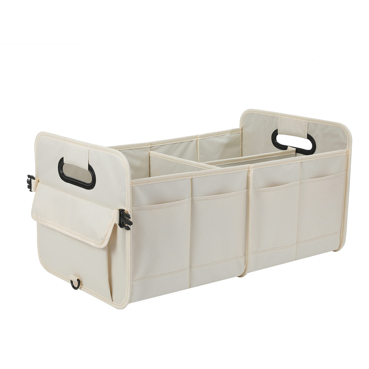 AOKJOY Car Trunk Organizer Car Storage Organizer Collapsible Multi Compartment Car Organizer Adjustable Straps for SUV(Beige)