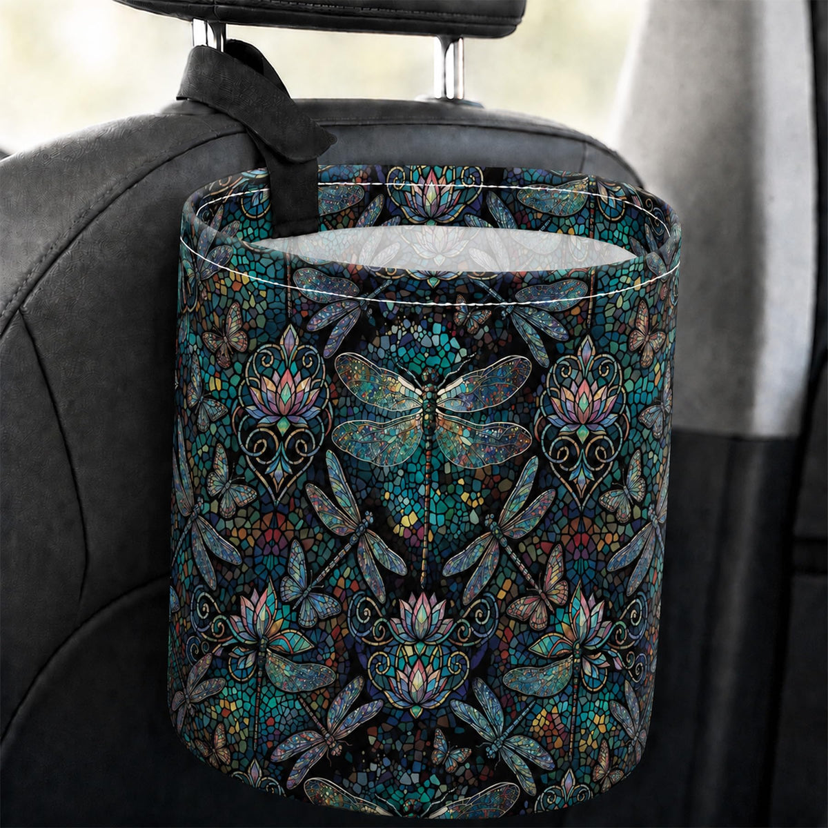 Flowers Car Trash Can Waterproof Hanging Garbage Bag for Back Seat