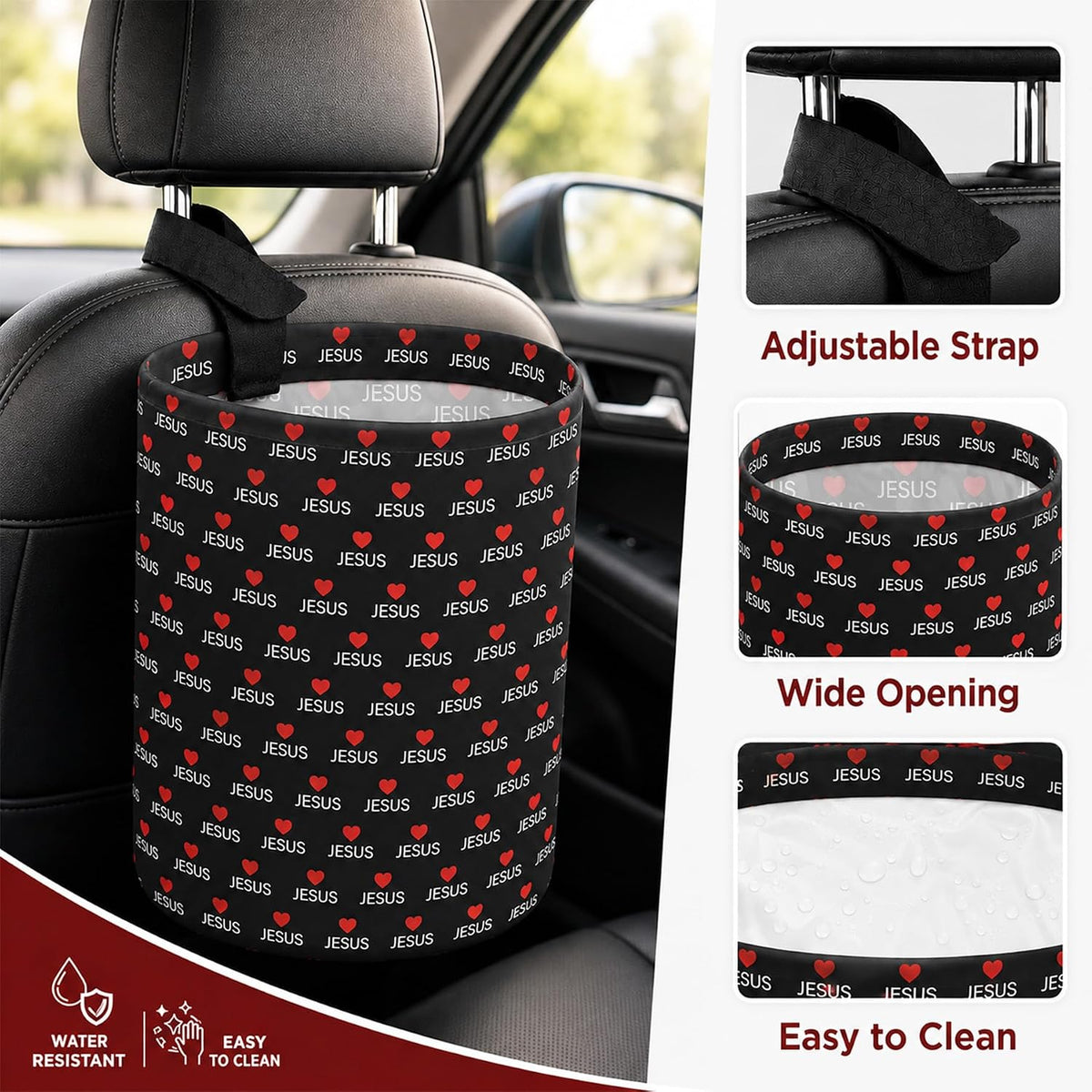 Flowers Car Trash Can Waterproof Hanging Garbage Bag for Back Seat