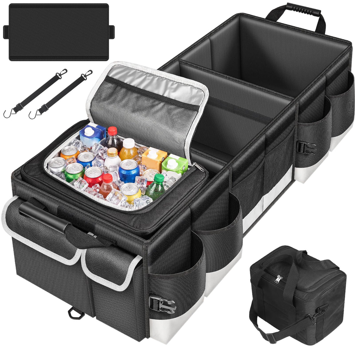 Oasser Trunk Organizer with Sturdy Hard Lid, Large, Black