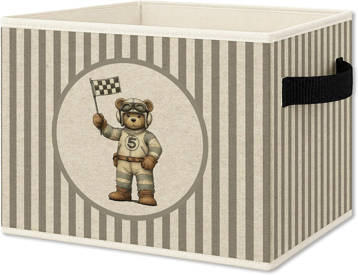 Race Car Bear Nursery Storage Bins Box Collapsible Basket