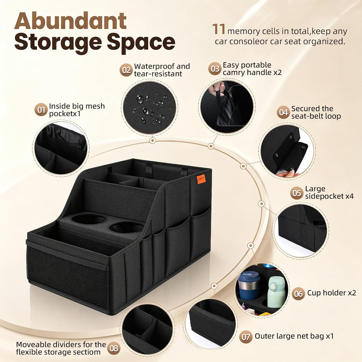 Car Seat Organizer Back Front Captains Seats Storage Travel