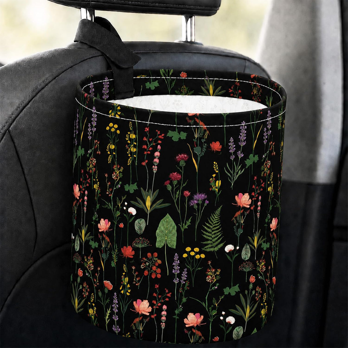 Flowers Car Trash Can Waterproof Hanging Garbage Bag for Back Seat