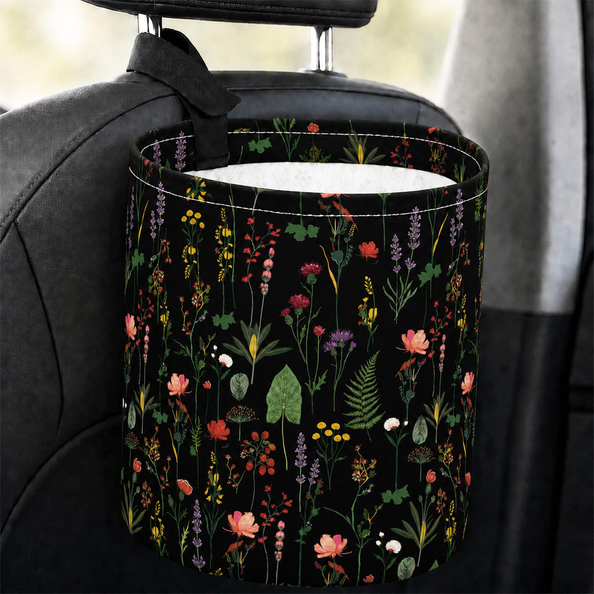 Flowers Car Trash Can Waterproof Hanging Garbage Bag for Back Seat