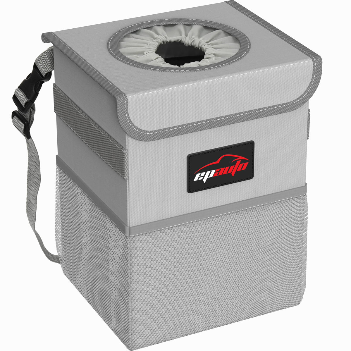 EPAuto Waterproof Car Trash Can with Lid and Pockets, 2.5 Gal, Black