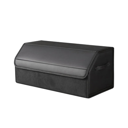 car organizers and storage for SUV,trunk organizer for sedan, leather foldable sleek box with lid,collapsible cargo bins, tool accessories containers,Collapsible Suede velvet (22 inch Covered)