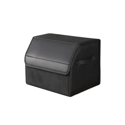 car organizers and storage for SUV,trunk organizer for sedan, leather foldable sleek box with lid,collapsible cargo bins, tool accessories containers,Collapsible Suede velvet (22 inch Covered)