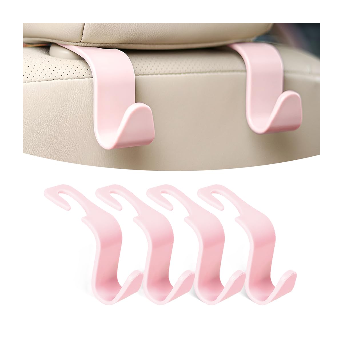 Osilly 4 Pack 360-Degree Rotating Headrest Hooks, Black