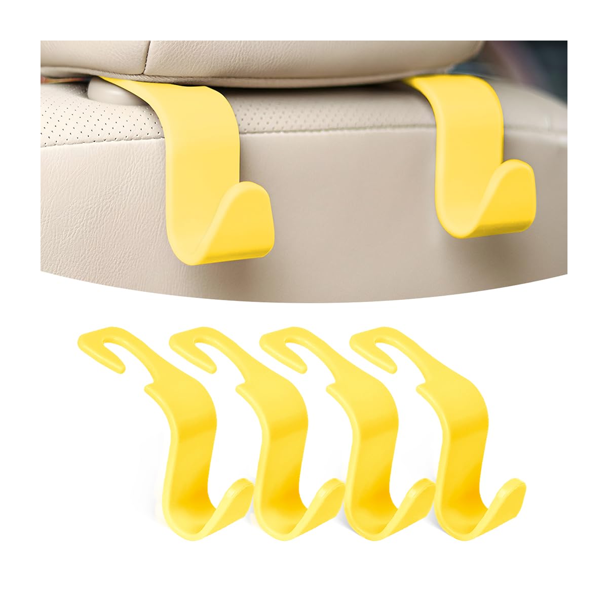 Osilly 4 Pack 360-Degree Rotating Headrest Hooks, Black