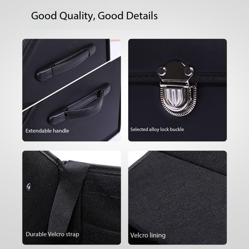 Car Trunk Organizer Leather Storage Box with Lid for Trunk SUV Sedan