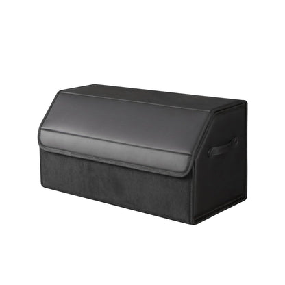 car organizers and storage for SUV,trunk organizer for sedan, leather foldable sleek box with lid,collapsible cargo bins, tool accessories containers,Collapsible Suede velvet (22 inch Covered)