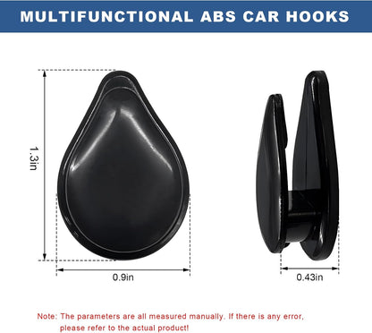 4PCS Car Mini Hooks, Self-Adhesive Backseat Hanger Multifunctional Vehicle Hanging Holder, Dashboard Storage Hook Interior Hanging Organizer for Key USB Cable Earphone (Black)