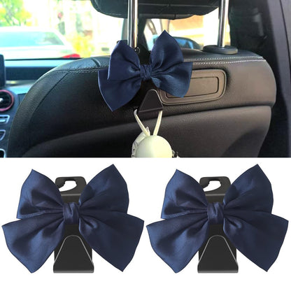 2-Pack Car Seat Headrest Hooks, Handbag Hangers, Black silk