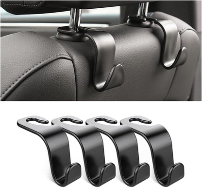 Osilly 4 Pack 360-Degree Rotating Headrest Hooks, Black