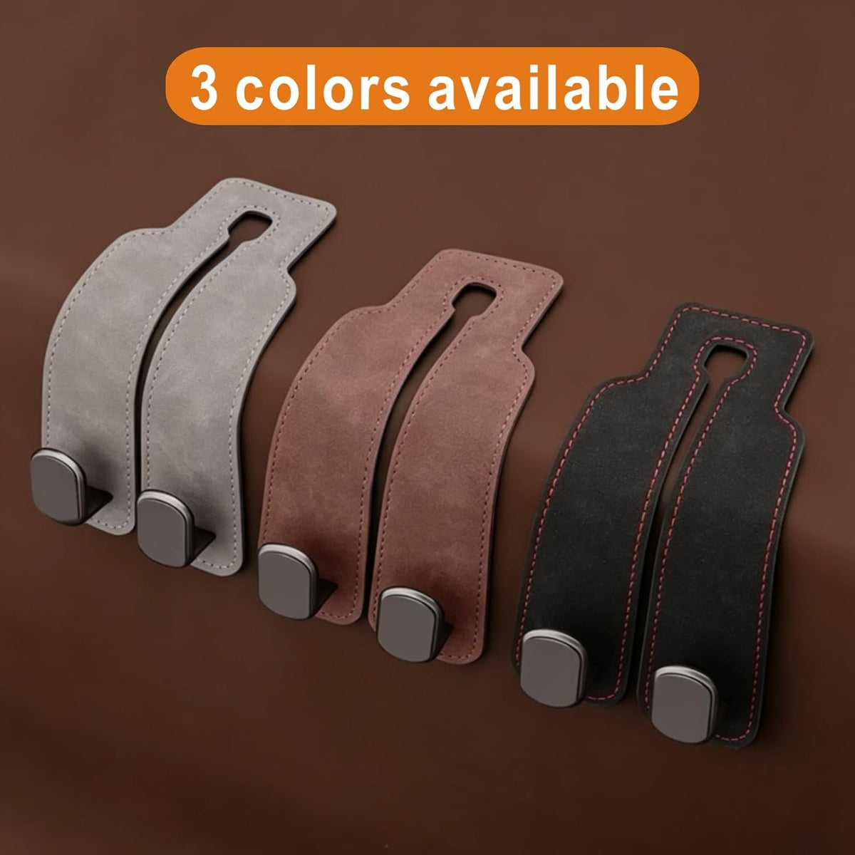 Universal Car Headrest Hooks Heavy Duty Suede Seat Organizer(Brown)