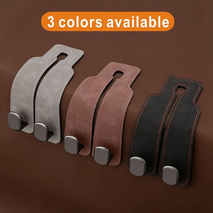Universal Car Headrest Hooks Heavy Duty Suede Seat Organizer(Brown)