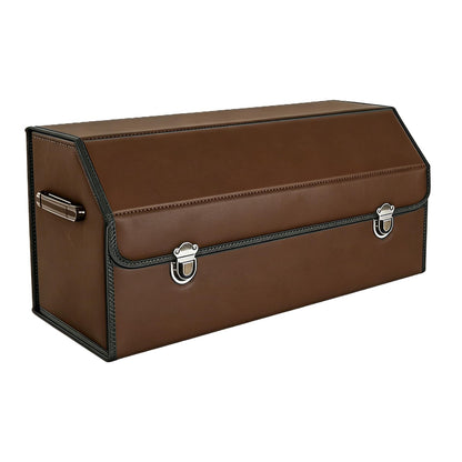 Car Trunk Organizer Leather Storage Box with Lid for Trunk SUV Sedan