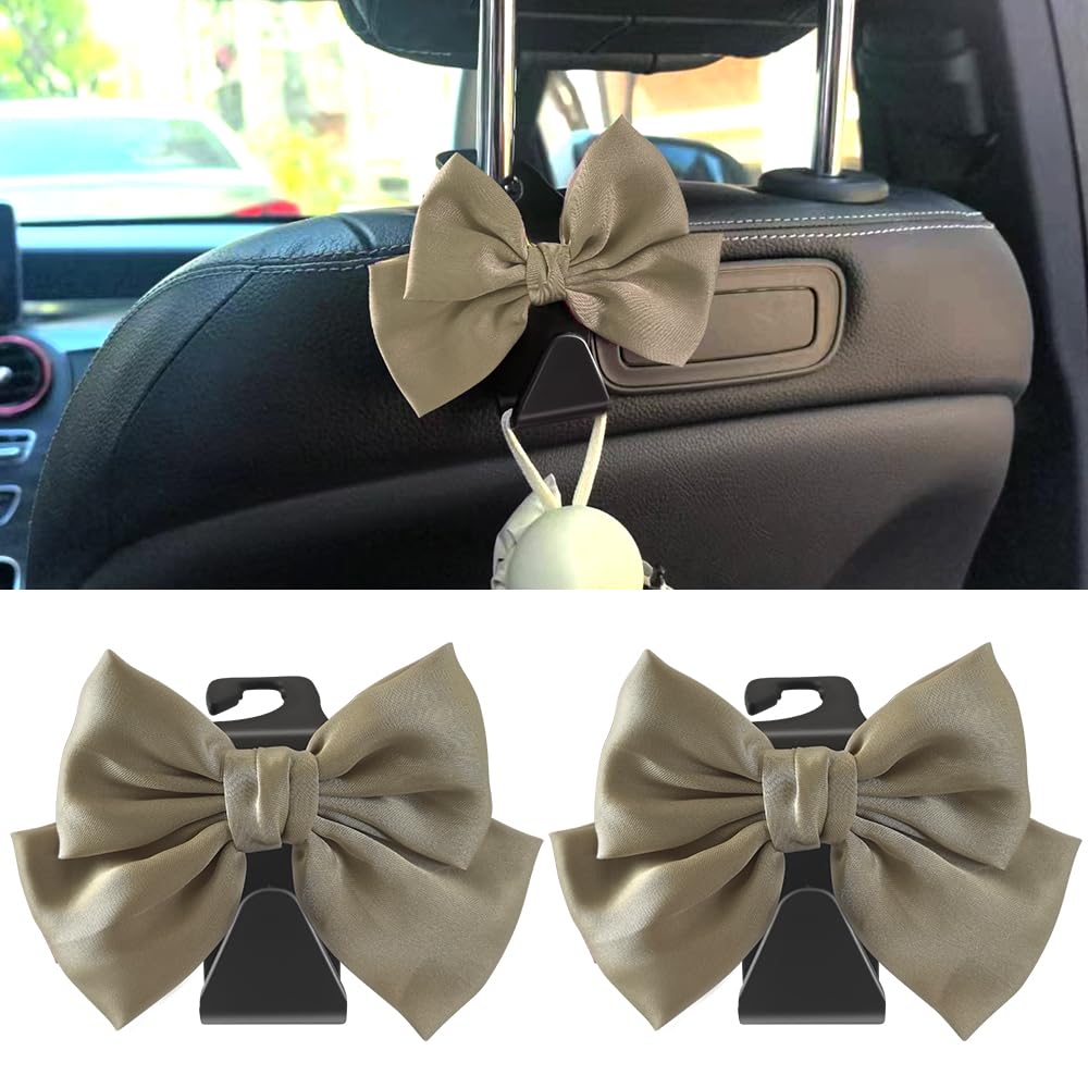 2-Pack Car Seat Headrest Hooks, Handbag Hangers, Black silk
