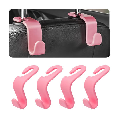 4 Pack Curved Headrest Hooks for Vehicle Seats, Black Style 2