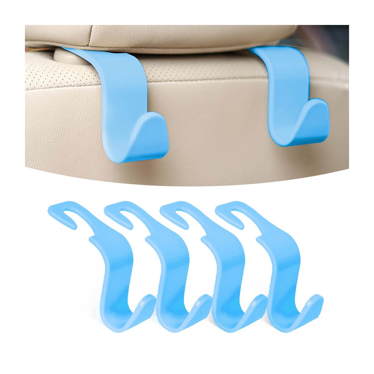 Osilly 4 Pack 360-Degree Rotating Headrest Hooks, Black