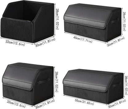 car organizers and storage for SUV,trunk organizer for sedan, leather foldable sleek box with lid,collapsible cargo bins, tool accessories containers,Collapsible Suede velvet (22 inch Covered)