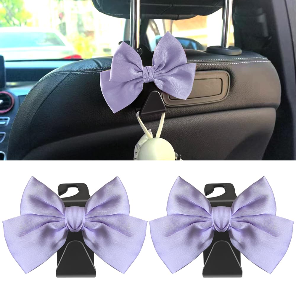 2-Pack Car Seat Headrest Hooks, Handbag Hangers, Black silk