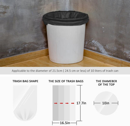 Teivio Small Black Trash Bags 2 Gallon 170 Count Unscented Garbage Bags