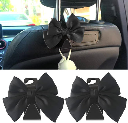 2-Pack Car Seat Headrest Hooks, Handbag Hangers, Black silk