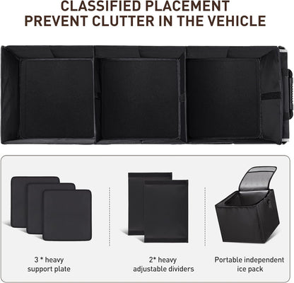 HIRALIY 75L Car Trunk Organizer for SUVs with Leakproof Cooler Bag