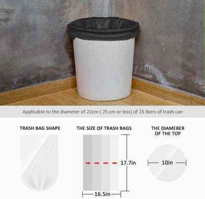 Teivio Small Black Trash Bags 2.5 Gallon 170 Count Unscented Garbage Bags