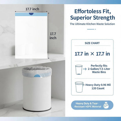 Small 2 Gallon Trash Bags Drawstring,0.96 Mil,Unscented,120 Count