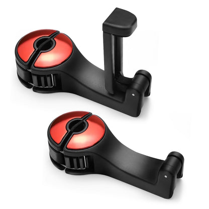 2PCS Car Headrest Hidden Hooks, 2‑in‑1 Phone Holder Hooks (Black)