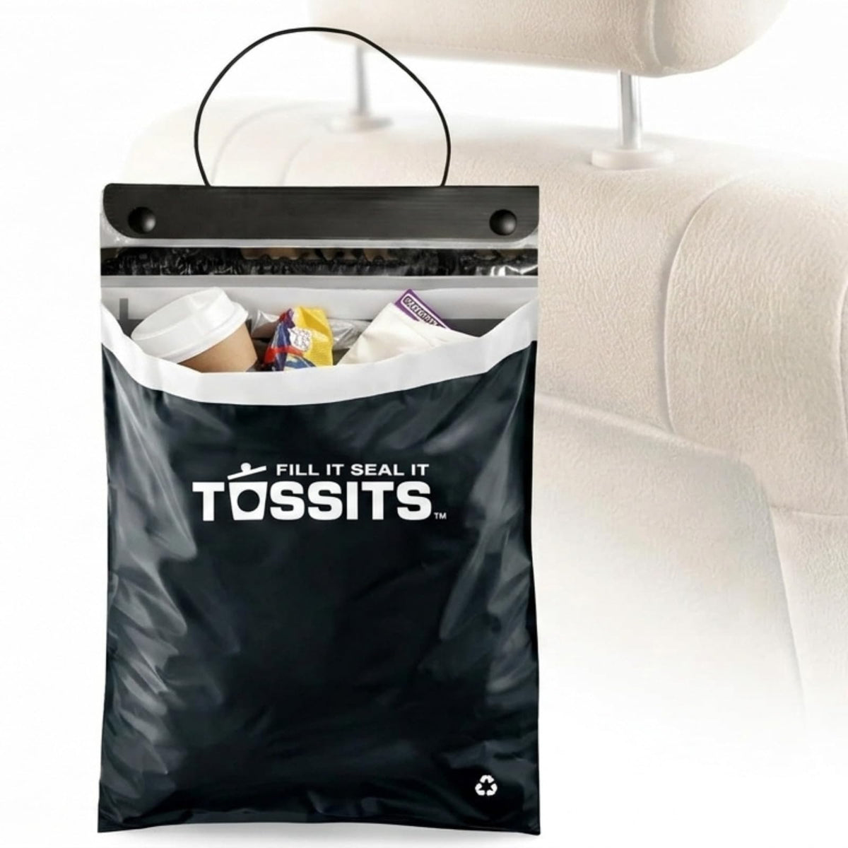 Tossits Hanging Car Trash & Garbage Bags, Disposable, Blue 7 Count