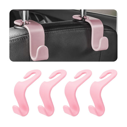 4 Pack Curved Headrest Hooks for Vehicle Seats, Black Style 2