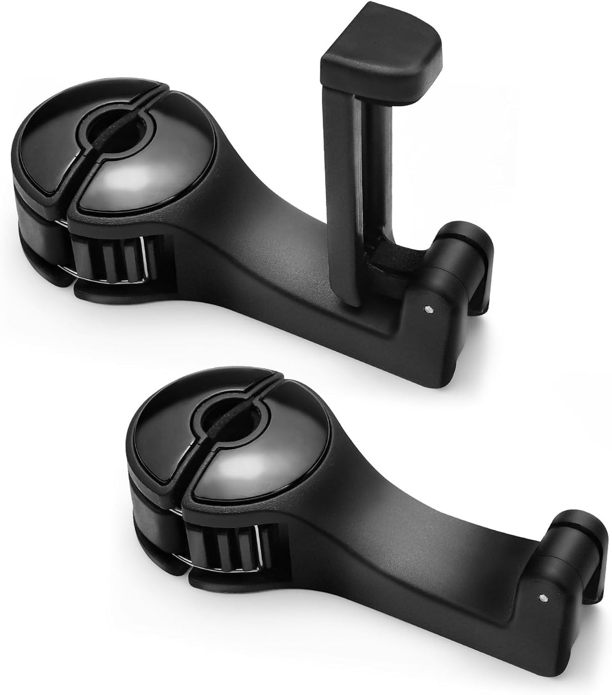 2PCS Car Headrest Hidden Hooks, 2‑in‑1 Phone Holder Hooks (Black)