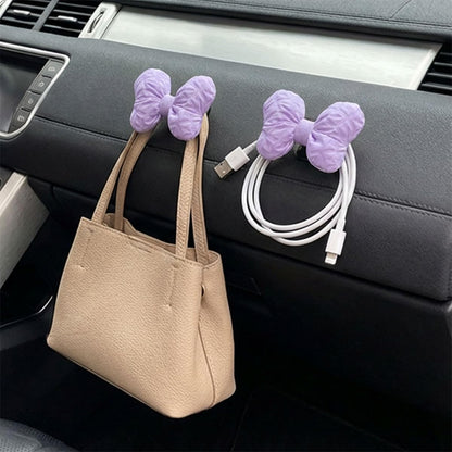 2PCS Mini Car Hooks, Self-Adhesive Backseat Hangers (Purple)